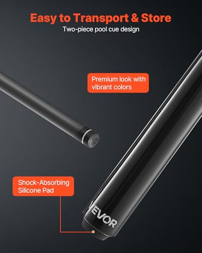VEVOR Pool Cue, Pool Stick, 58 inch Billiard Pools Cue Stick with Multi-Layer Tip & ABS Connection Ring, Cues Sticks for Professional Pool Table, Bar, Home, Office - style: 1 Piece Jump Break Cue