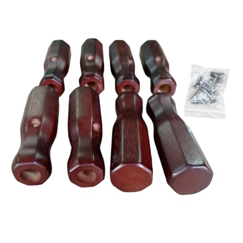 Table Soccer Handle, 8Pcs Wood Soccer Handle Grip Foosball Table Top Game Replacement Handle Part Foosball Accessories - color: wine red