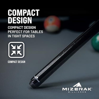 Mizerak 40" Shorty Pool Cue – One-Piece Hardwood Billiard Cue Stick with 12mm Leather Tip for Tight Spaces and Precison Shots