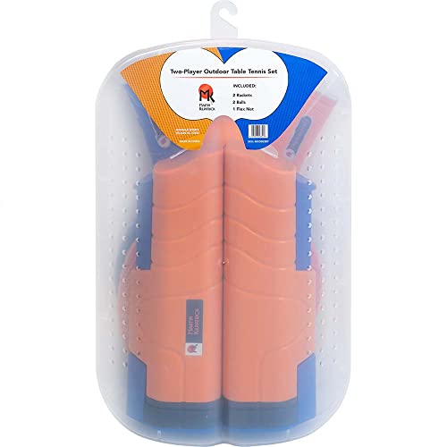 2-Player Outdoor Table Tennis Net Set - Play Table Tennis Almost Anywhere - Indoor/Outdoor Ping Pong Paddles - Retractable Net Fits Tables Up to 2” Thick & 6’ Long