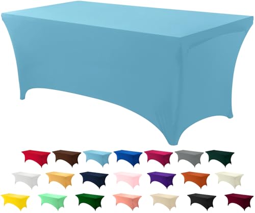 Utopia Kitchen Spandex Tablecloth 1 Pack [6FT, Blue Mist] Tight, Fitted, Washable and Wrinkle Resistant Stretch Rectangular Patio Table Cover for Event, Wedding, Banquet & Parties [72Lx30Wx30H Inch] - color: Blue Mist, size: 6 Feet - 1 Pack