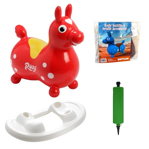 Gymnic Rody with Rocking Base and Saddle (Red Rody & Rocking Base with Saddle) - color: Red Rody & Rocking Base With Saddle