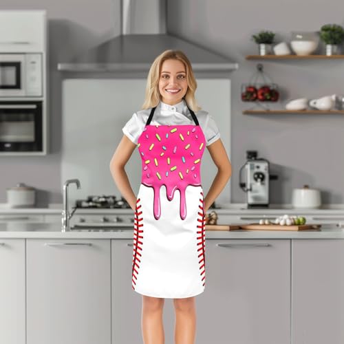 Castle Fairy Ice Cream Drip Baseball Kids Kitchen Apron - color: Rose Pink