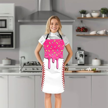 Castle Fairy Ice Cream Drip Baseball Kids Kitchen Apron - color: Rose Pink