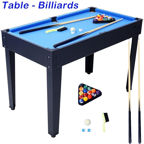 48” 6-in-1 Multi-Game Table - Billiards, Air Hockey, Foosball, Basketball, Table Tennis, and Dining Table Set for Home Game Room Blue