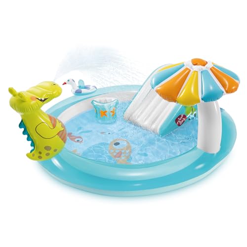 Intex Gator 6.6' x 5.6' x 4" Outdoor Inflatable Kiddie Pool Water Play Swim Center - color: Multicolor, size: 79" x 67" x 33"
