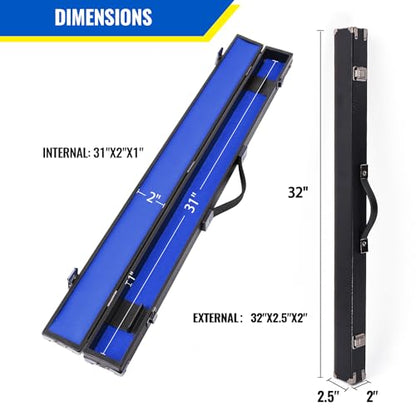 GSE Games & Sports Expert Billiard Pool Cue Stick Hard Box for 2-Piece Pool Cue Stick, Billiard Carrying Case Holds 1 Butt and 1 Shaft - color: Blue