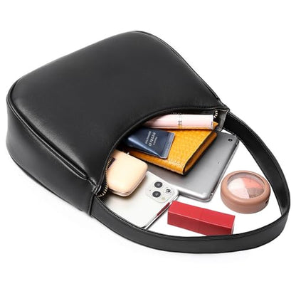CYHTWSDJ Shoulder Bags for Women, Cute Hobo Tote Handbag Mini Clutch Purse with Zipper Closure - color: Black