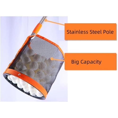 Adjustable Table Tennis Ball Picker, Adjustable Ping Pong Ball Picker Hold Up About 120 Table Tennis Balls, Adjustable Length Table Tennis Ping Pong Balls Collector for Picking and Storage Yellow