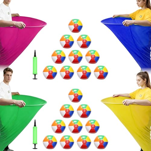 Granny Pants Yard Game Sets Oversized Granny Pants Outdoor Game 2 Pcs Freaky Party Games Pants with 10 Bouncy Balls for Adults Kids Yard Family Reunion Backyard Parties Field Day - color: blue green pink yellow