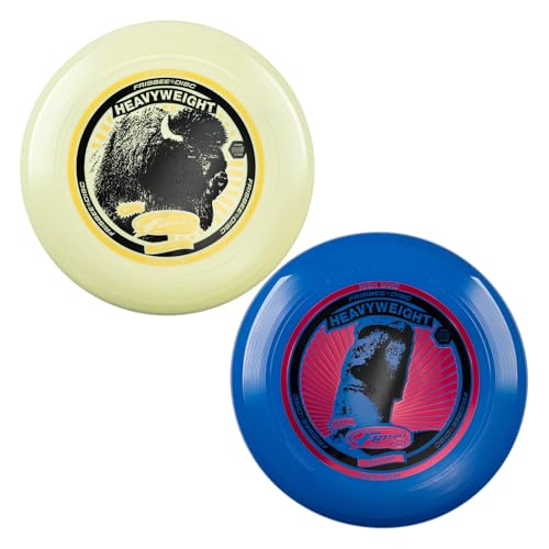 Wham-O Frisbee Heavyweight 200g Flying Disc, 11 Inch Stable Competition Sports Disc, Long Distance and Durable, for Outdoor Activities and Family Fun - color: Yellow + Blue
