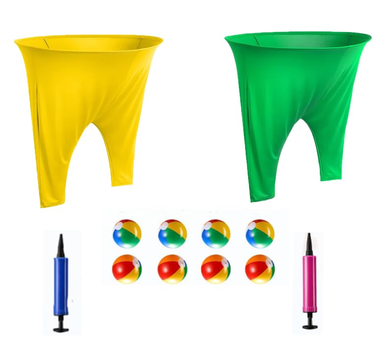 Granny Pants Yard Game, 8/16 Elastic Balls+Pump, Backyard Parties and Field Day，Tailgate & Backyard Lawn Games for BBQ, Camping, Team Building Events - color: YELLOW+GREEN