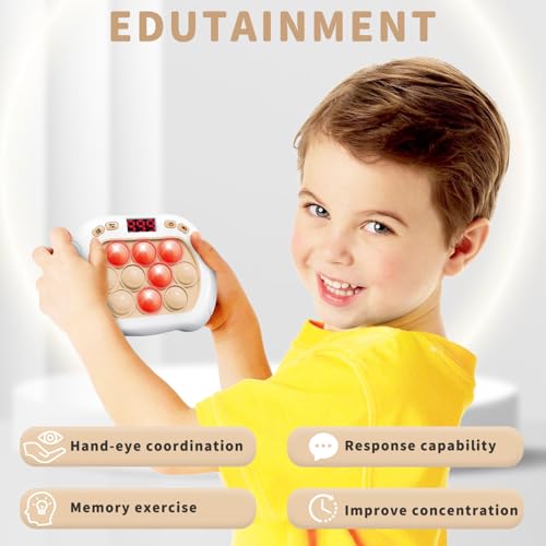 Intoypad Pop Game Light Up Fidget Toy for Kids, 6 Modes LED Screen Quick Push Game Controller Electric Fidget Popper Car Games Quick Push Bubble Games Birthday Toys for Kids White - style: White