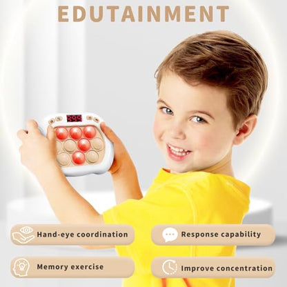 Intoypad Pop Game Light Up Fidget Toy for Kids, 6 Modes LED Screen Quick Push Game Controller Electric Fidget Popper Car Games Quick Push Bubble Games Birthday Toys for Kids White - style: White