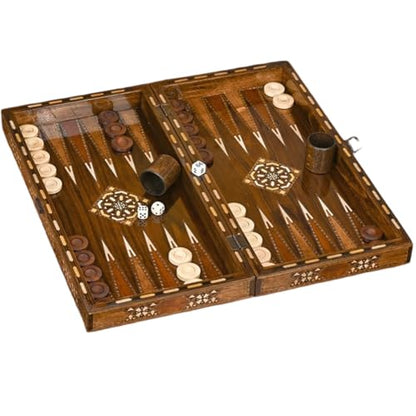 Backgammon Set for Adults 20" – XL Solid Wood Hand-Crafted Game Board | Complete Set | Gift for Dad, Husband, Christmas