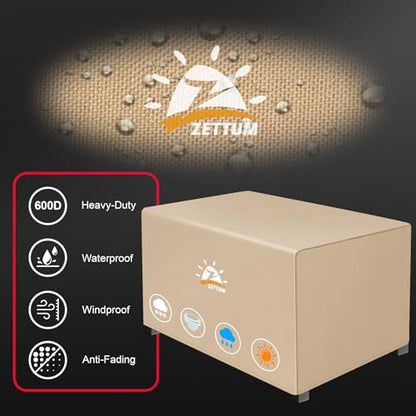 Zettum Fire Pit Cover Rectangular 42 Inch - Outdoor Fire Table Cover Rectangle Heavy Duty & Waterproof, 600D Patio Propane Gas Firepit Cover Rectangular Fade Resistant - 42 x 24 x 24 Inch - color: Beige - Rectangular, size: 42x24x24 Inch