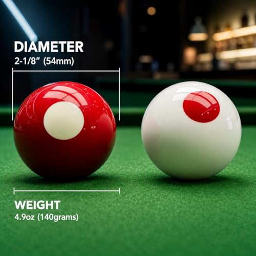 HMQQ 2-1/8" Regulation Bumper Pool Balls Set, Durable Polyester Resin Billiard Ball Set of 10 for Bumper Pool Table – Red/White Balls with Spotted Markers, Precision Balanced Replacement Ball