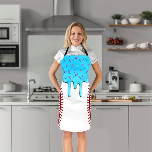 Castle Fairy Ice Cream Drip Baseball Kids Kitchen Apron - color: Blue