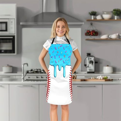 Castle Fairy Ice Cream Drip Baseball Kids Kitchen Apron - color: Blue
