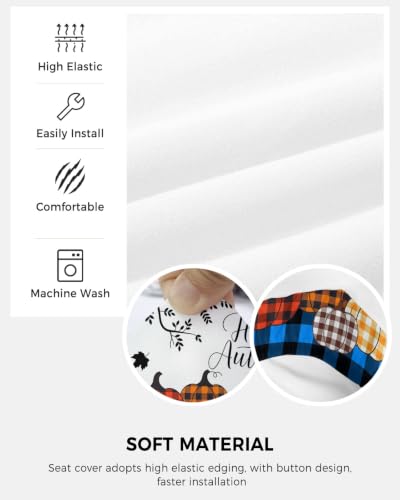 Savannan Office Chair Cover, Colorful Buffalo Check Pumpkin Protective Stretch Elastic Universal Cover for Desk Task Chair,Computer Rotating Chair 1 Pcs Autumn Maple Leaf Blue Plaid