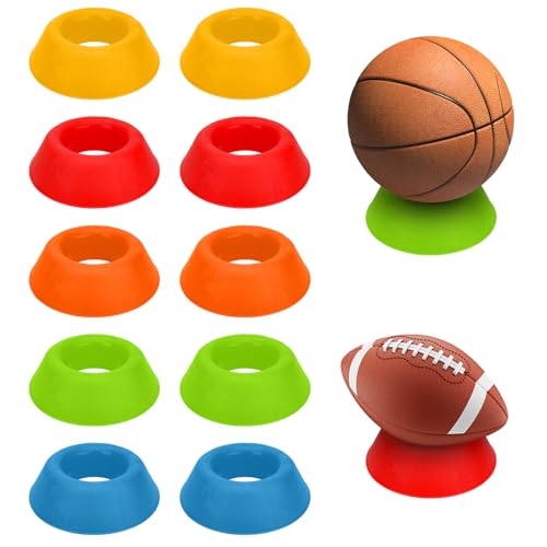 AKAZA 10 Pack Bowling Ball Cups, Heavy Duty Plastic Bowling Ball Holder Stand for Cleaning Display, Sport Ball Display Stand for Basketball Football Volleyball Soccer