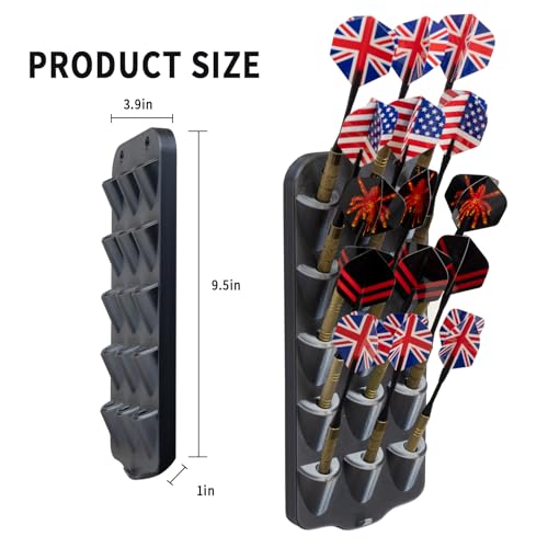 WodGod Dart Holder Wall Mount,Dart Display Rack Displays 15 Steel/Soft Tip Darts,with Storage Bag,sharpener, Wrench,Screws,expansion tube and Screwdriver