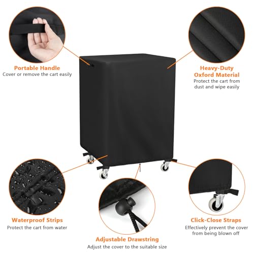 Kingling AV Cart Cover, Waterproof Rolling Media Cart Cover for Multi-Functional Media Carts/Metal Computer Presentation Stand with Wheels, Heavy Duty Protective Covers- 28"L x18"W x40"H Inch (Black) - size: 28"L x18"W x40"H(73x48x102cm)