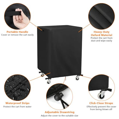 Kingling AV Cart Cover, Waterproof Rolling Media Cart Cover for Multi-Functional Media Carts/Metal Computer Presentation Stand with Wheels, Heavy Duty Protective Covers- 28"L x18"W x40"H Inch (Black) - size: 28"L x18"W x40"H(73x48x102cm)