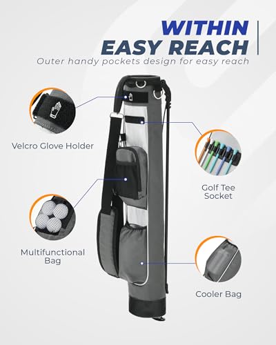 Golf Lightweight Stand Bag, Portable Golf Carry Bag with Insulated Cooler Pocket, Easy to Carry and Ideal for Driving Range, Pitch n Putt, Par 3, Executive Courses - color: Gray