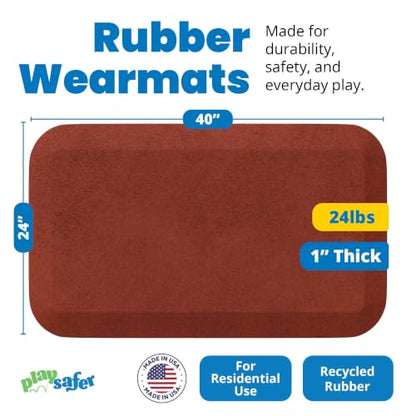 Playsafer Playground Safety Rubber Wearmat for Swingsets and Slides - 1" Thick X 24" W X 40" L (2 Pack, Red) - color: Red, size: 2 Pack (40" L x 24" W x 1" Thick)