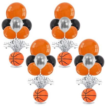 4 Sets Basketball Party Balloons Stand Kit Basketball Lanterns Table Centerpieces Sports Themed Balloons Stand Kit with Metallic Foil Spray for Men Boys Game Birthday Party Baby Shower - color: Basketball
