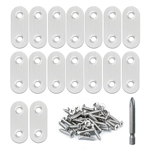 16 Pack Flat Plate Straight Brackets 40MM Stainless Steel Flat Metal Braces,Repair Bracket with Screws - size: 40mm / 16 Pcs