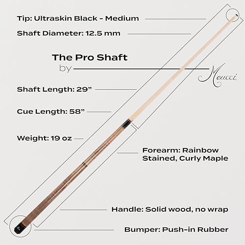 Meucci Pool Cue - All Natural Wood with Rainbow Stain - Pool Stick with Maple Forearm, Solid Wood Handle, High Impact Cue Tips for Low Deflection Pool Cue Stick - 19 Oz Professional Billiard Cue Stick