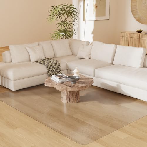 8'×10' Frosted Clear Floor Mat for Under Kitchen Table, Waterpoof Easy Cleaning Plastic Area Rug Protector Cover, No Spill Easy Flat Floor Protector for Living Room, Art Studio - color: Clear, size: 8' x 10' (Rectangular)