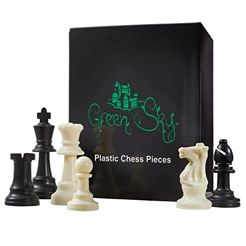 Weighted Chess Set, Tournament Style Pieces, Green Sky, Chess Game (Plastic)