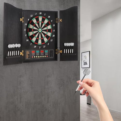 Electronic Dart Machine,Dartboard,27 Main Game,243 Game Variations,Up to 16 Players,for Family Office Pub - color: Black
