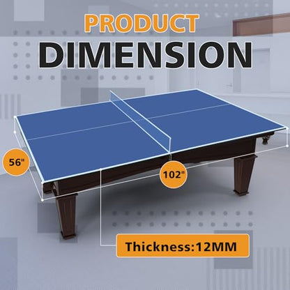 7/8/9ft Mid-Size Ping Pong Conversion Top with Net Set for Billiard and Pool Tables - Regulation Top Converts Billiards into Ping Pong Table Blue/Green/Black - color: Blue, size: 8.5 FT