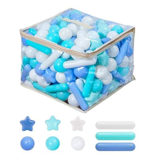 MoonxHome Ball Pit Balls for Toddlers, BPA Free Crush Proof Plastic Toy Balls for Ball Pit, Children's Pool Water Toys, Macaron Ocean Balls for Play Tent 2.15 Inch Pack of 100 200 500 800 1000 - color: Star Rod white&green&blue