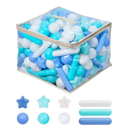 MoonxHome Ball Pit Balls for Toddlers, BPA Free Crush Proof Plastic Toy Balls for Ball Pit, Children's Pool Water Toys, Macaron Ocean Balls for Play Tent 2.15 Inch Pack of 100 200 500 800 1000 - color: Star Rod white&green&blue