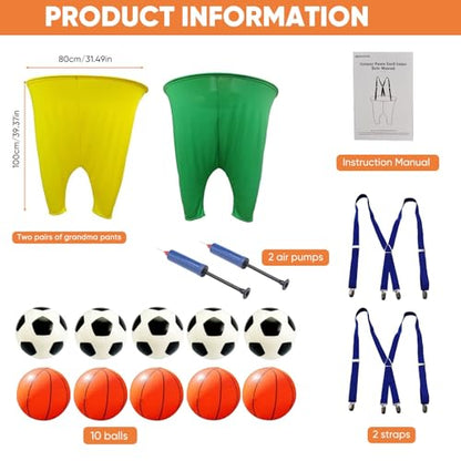 Granny Pants Yard Game Set for Adults - with Thickened Upgraded Bouncy Balls, Straps & Game Manual, Fun Outdoor Party Games for Family Backyard Gatherings（2pcs/4pcs） - size: 2PCS
