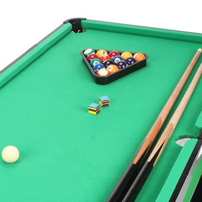 harayaa Mini Tabletop Pool Set Billiard Game Portable Compact Pool Table Game Balls Triangle Rack Pool Cues with Wooden Body Suitable for Home Office Play