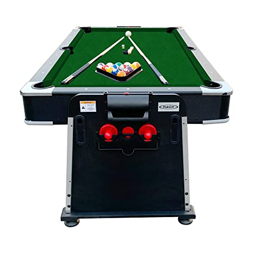 RACK Triad 7-Foot 3-in-1 Multi-Game Swivel Table - Billiards/Pool, Table Tennis & Air Hockey - color: Green Felt With Black Body
