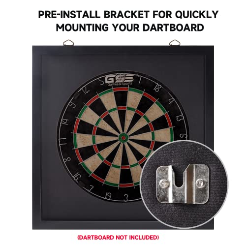 GSE Games & Sports Expert Dart Backboard with Wood Frame and Felt. Wall Protector for Dart Board Surround - color: Black