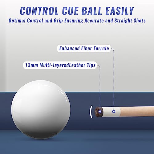 13mm 58 Inch 19 20 oz Billiard Pool Cue Stick, 1/2 Maple Billiard Pool Stick, House Bar Pool Table Sticks for Men - color: White 19 oz