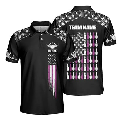GABITA Personalized Bowling Jerseys for Men, Custom Bowling Polo Shirt, Bowling Shirts Gift for Bowler Team Player - color: A10
