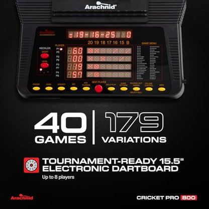 Arachnid Cricket Pro Tournament-Quality Electronic Dartboard up to 40 Games and 315 Variations (Including Popular Cricket Modes) - style: Pro 800