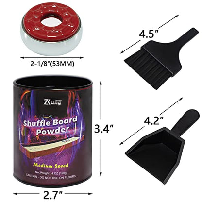 Shuffleboard Pucks and Sand Set - 2 1/8" Table Pucks with 2 Cans Wax | 2 Cans Medium Speed shuffleboard Sand and 53mm Pucks, Mini Brush / Dustpan,Color box packaging is the best choice for gifts