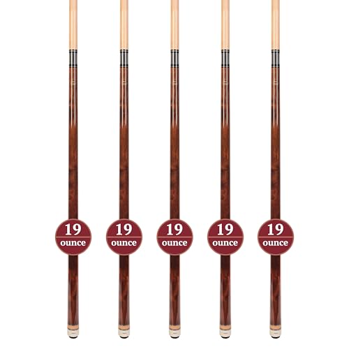 ASKA Set of Wrapless 2-Piece Billiard Pool Cue Sticks L3, 58" Hard Rock Canadian Maple, 13mm Hard Leather Tip, Choice of Colors - style: 5 Brown