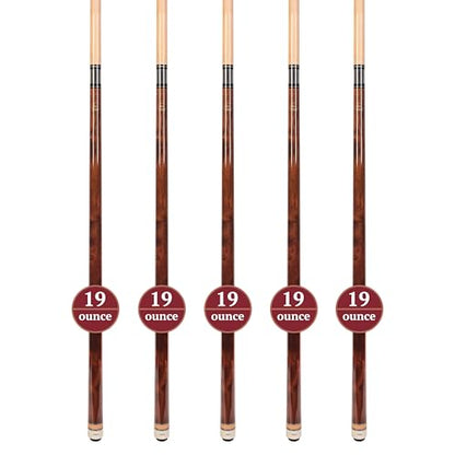 ASKA Set of Wrapless 2-Piece Billiard Pool Cue Sticks L3, 58" Hard Rock Canadian Maple, 13mm Hard Leather Tip, Choice of Colors - style: 5 Brown