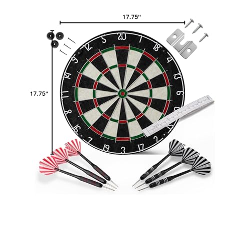 Amazon Basics Dartboard for Adults, Regulation Size, with Steel Tip Darts